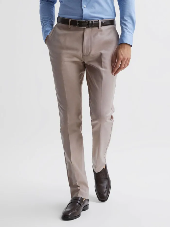 Men Reiss Pants Eastbury Slim Fit Cotton Blend Chinos Stone