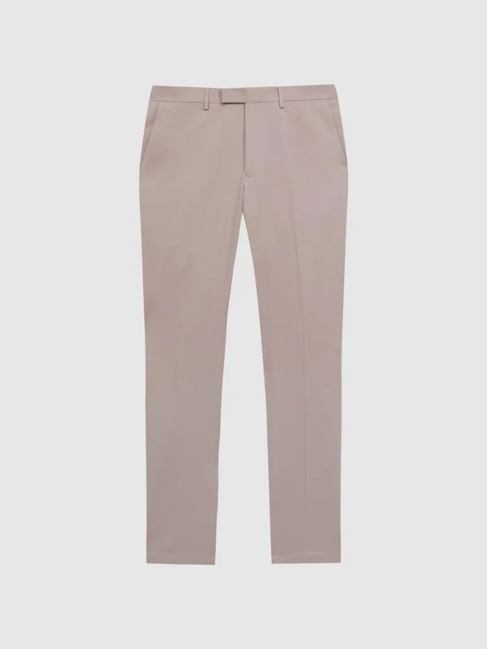 Men Reiss Pants Eastbury Slim Fit Cotton Blend Chinos Stone
