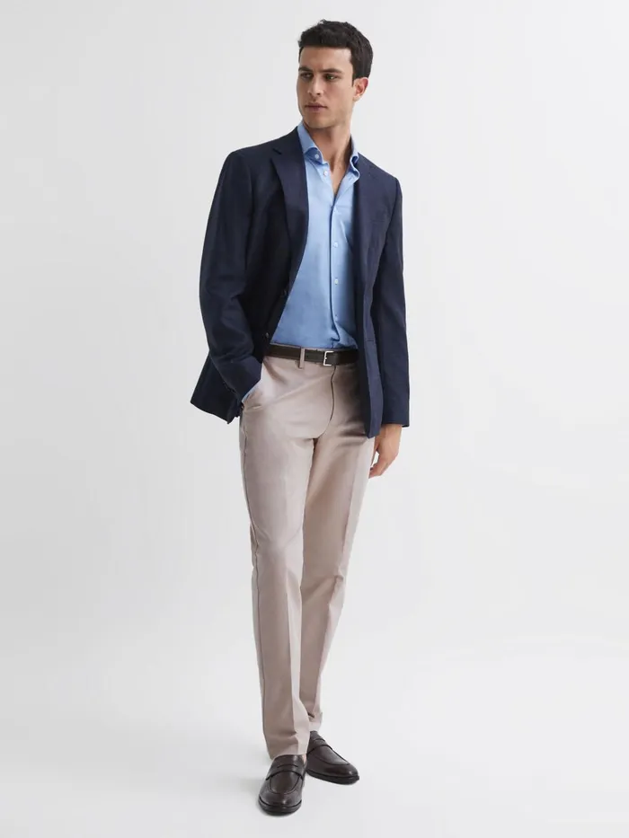 Men Reiss Pants Eastbury Slim Fit Cotton Blend Chinos Stone