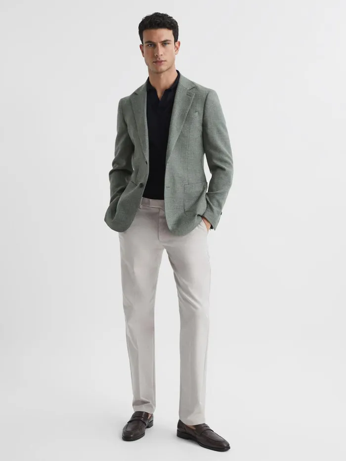 Men Reiss Pants Eastbury Slim Fit Cotton Blend Chinos Stone