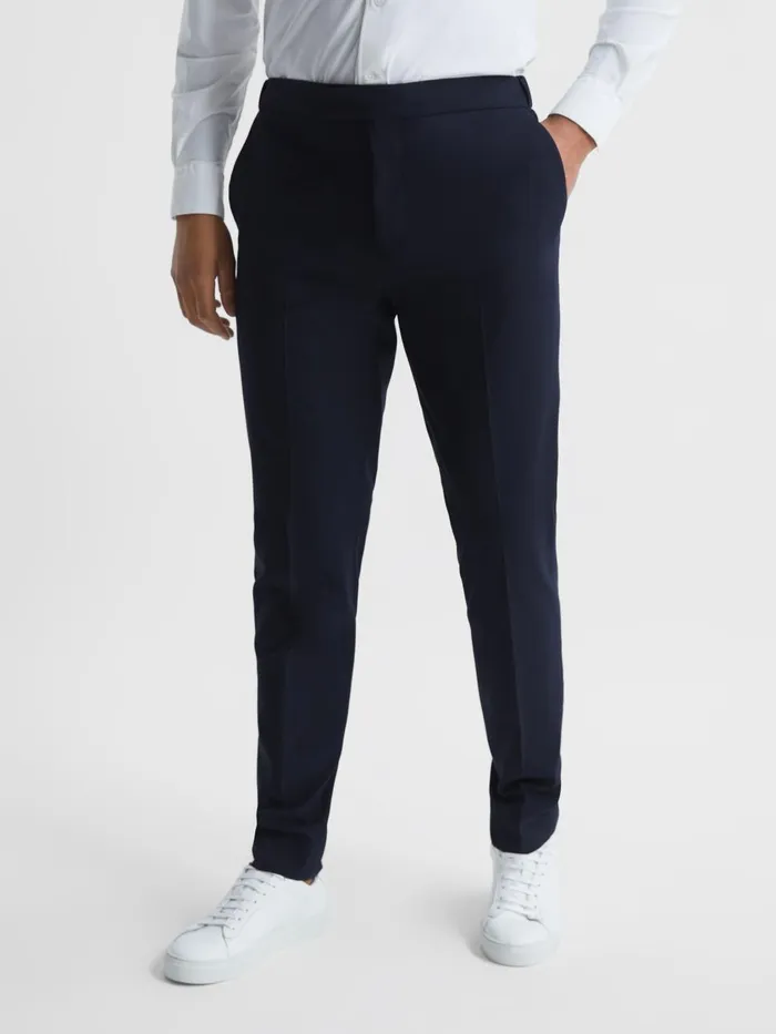 Men Reiss Pants Found Drawcord Waist Relaxed Trousers Navy