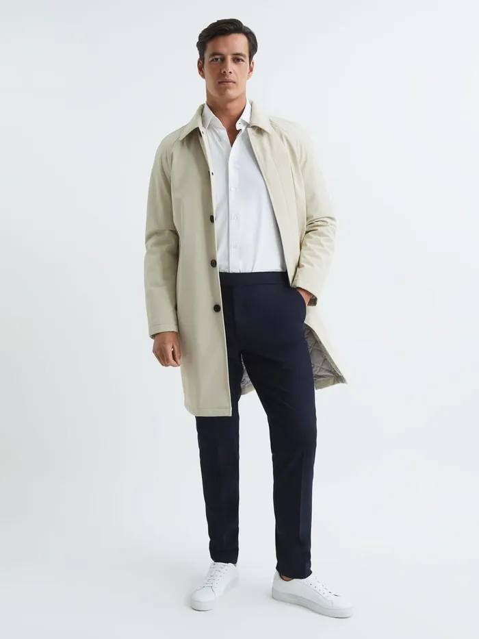 Men Reiss Pants Found Drawcord Waist Relaxed Trousers Navy