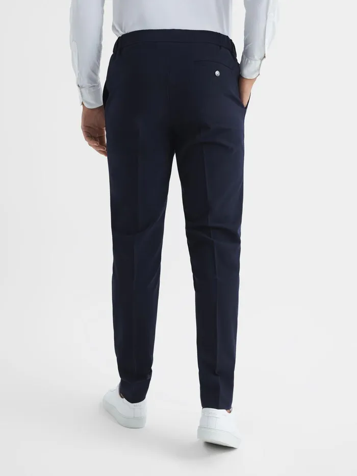 Men Reiss Pants Found Drawcord Waist Relaxed Trousers Navy