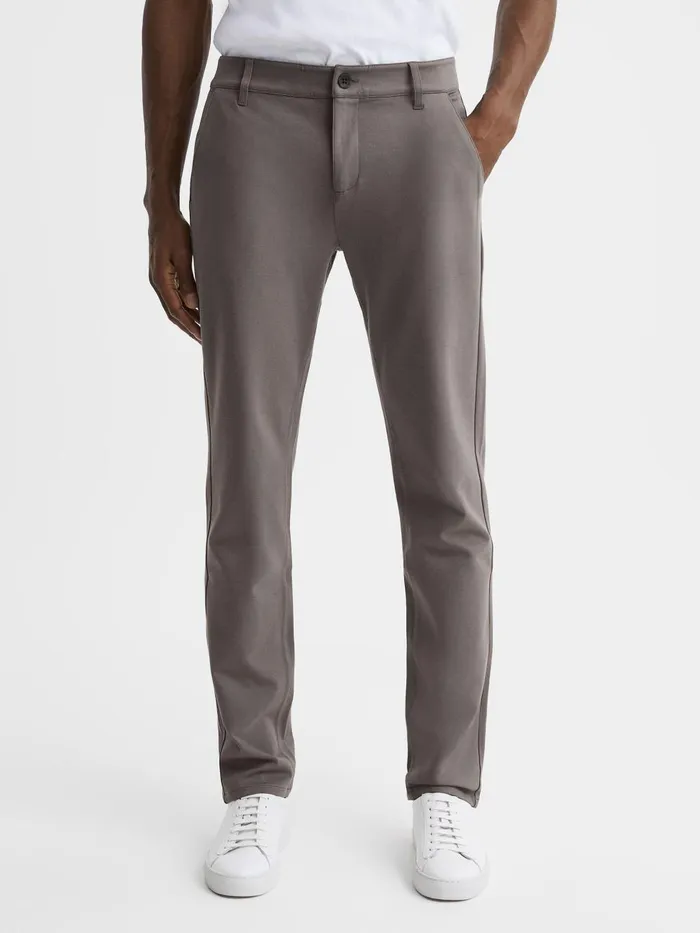 Men Reiss Pants Mid Rise Trousers Dark Taupe