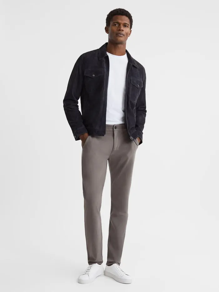 Men Reiss Pants Mid Rise Trousers Dark Taupe