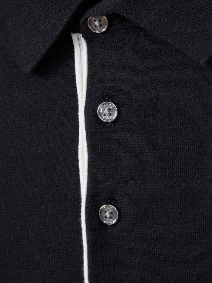 Men Reiss Polo Shirts Finch Cotton Blend Contrast Polo Shirt Navy