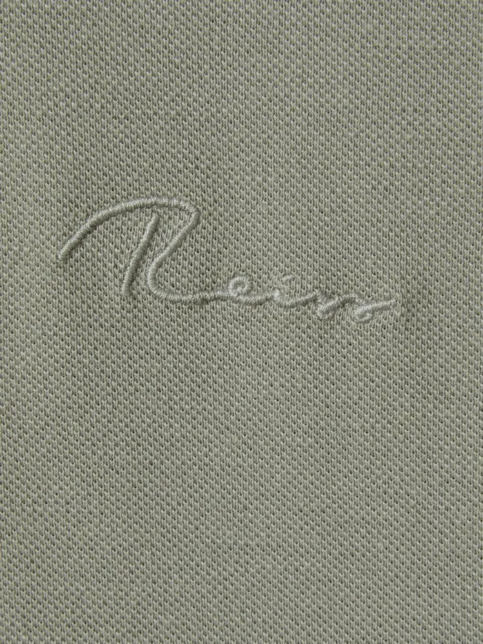 Men Reiss Polo Shirts Peters Slim Fit Garment Dyed Embroidered Polo Shirt Dark Sage