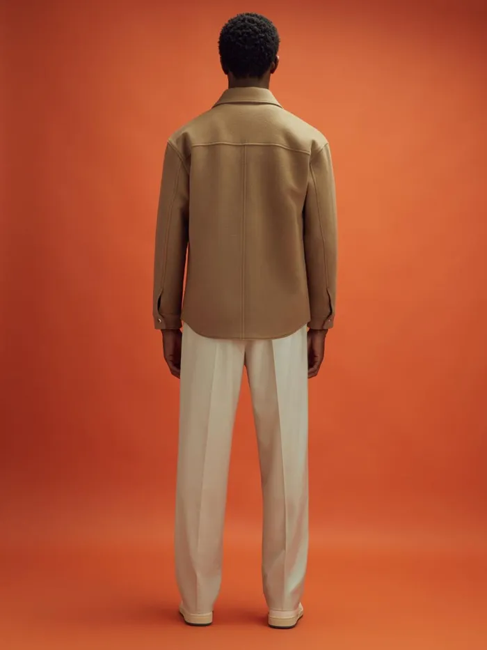 Men Reiss Shirts F1 Wool Blend Twin Pocket Overshirt Camel