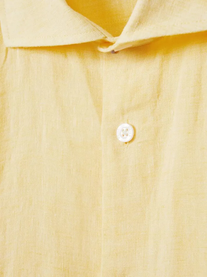 Men Reiss Shirts Ruban Linen Button Through Shirt Melon