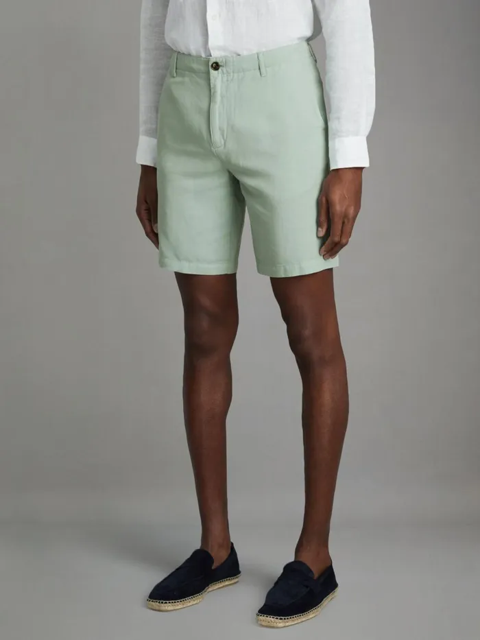 Men Reiss Shorts Ezra Cotton Blend Internal Drawstring Shorts Mint