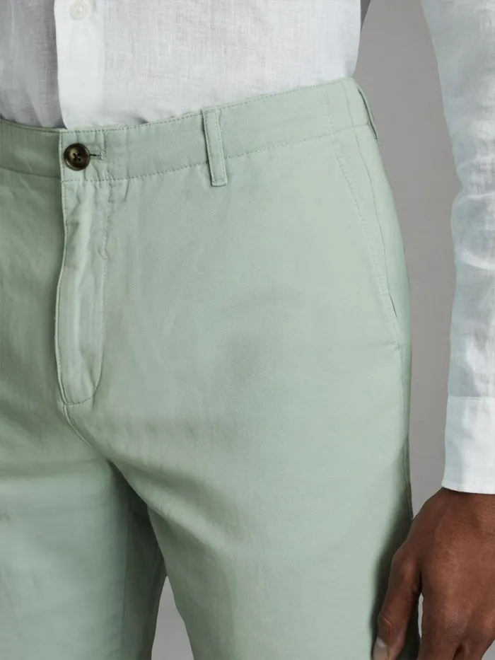 Men Reiss Shorts Ezra Cotton Blend Internal Drawstring Shorts Mint