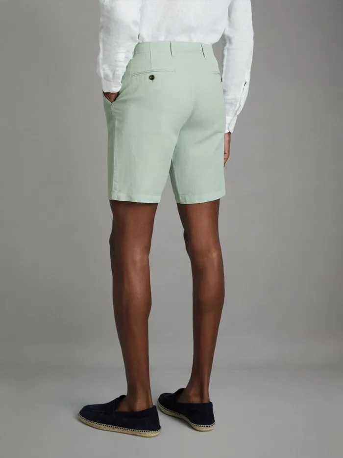 Men Reiss Shorts Ezra Cotton Blend Internal Drawstring Shorts Mint