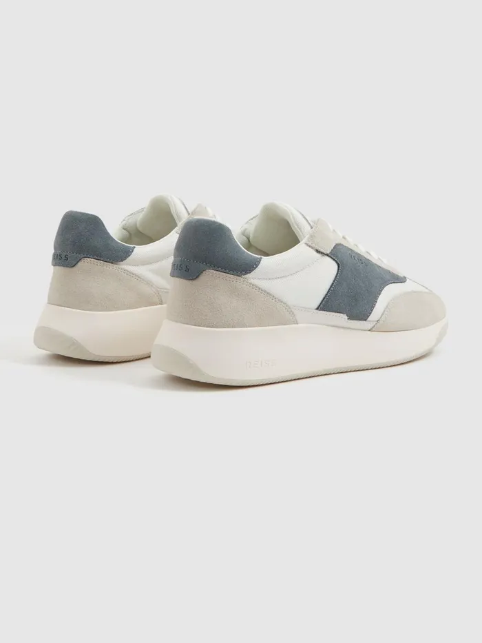Men Reiss Sneakers Emmett Leather Suede Running Trainers Airforce Blue