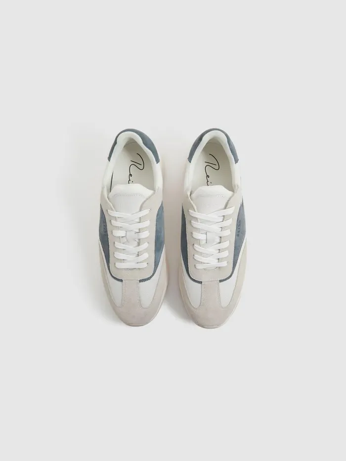 Men Reiss Sneakers Emmett Leather Suede Running Trainers Airforce Blue