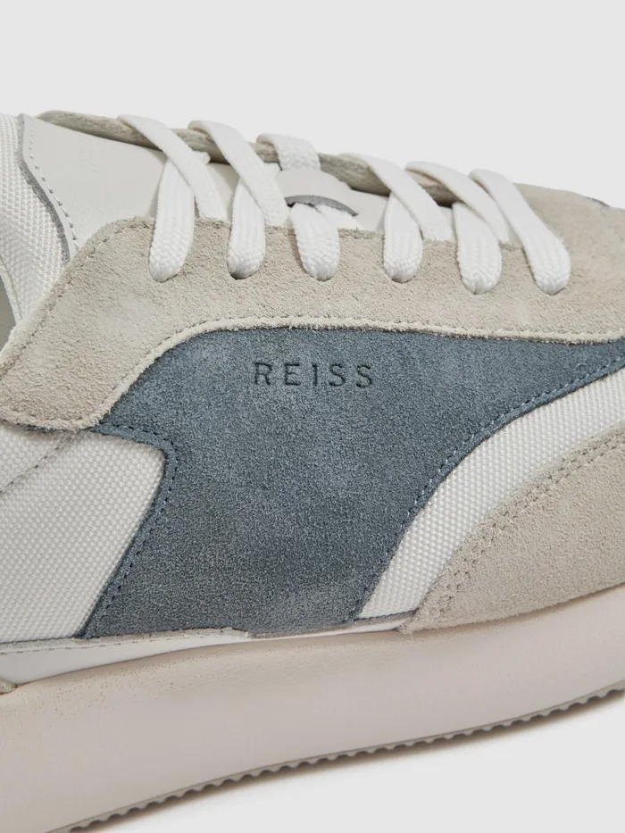 Men Reiss Sneakers Emmett Leather Suede Running Trainers Airforce Blue