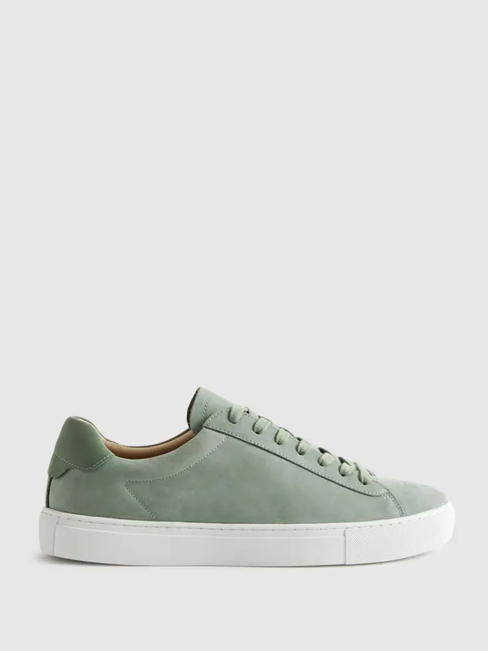 Men Reiss Sneakers Finley Leather Trainers Sage