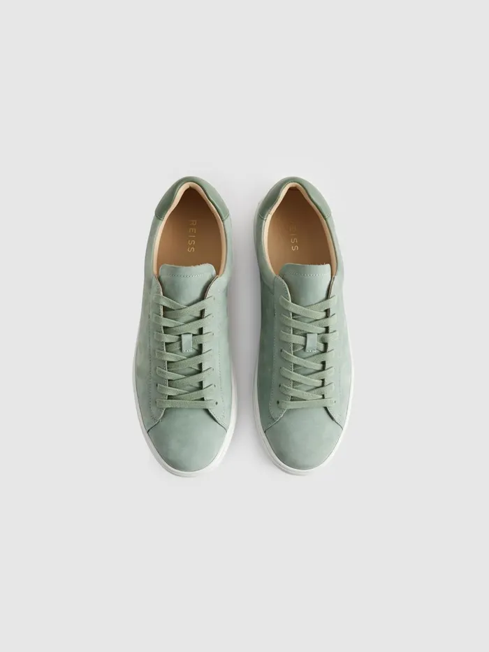 Men Reiss Sneakers Finley Leather Trainers Sage