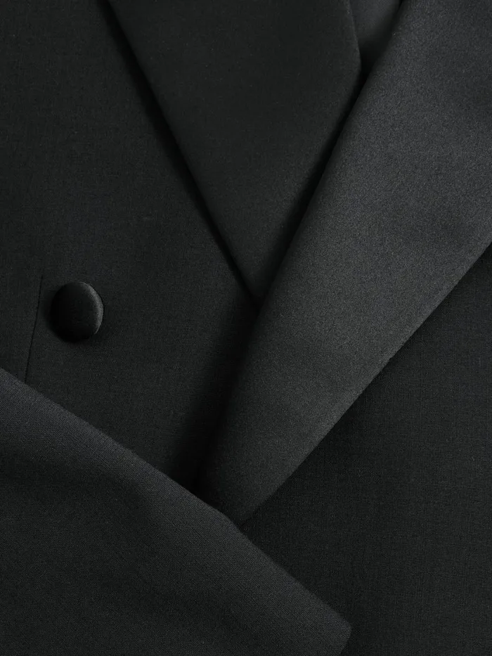 Men Reiss Suits and Tailoring Poker Modern Fit Double Breasted Tuxedo Jacket Black