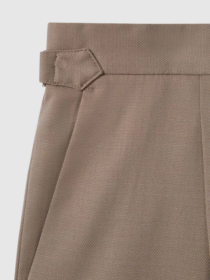 Men Reiss Suits and Tailoring Valentine Slim Fit Wool Blend Trousers With TurnUps Taupe