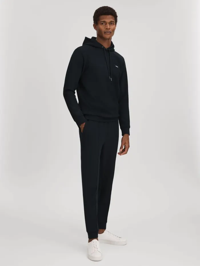Men Reiss Sweats Hoodies and Joggers Zorn Interlock Jersey Hoodie Navy