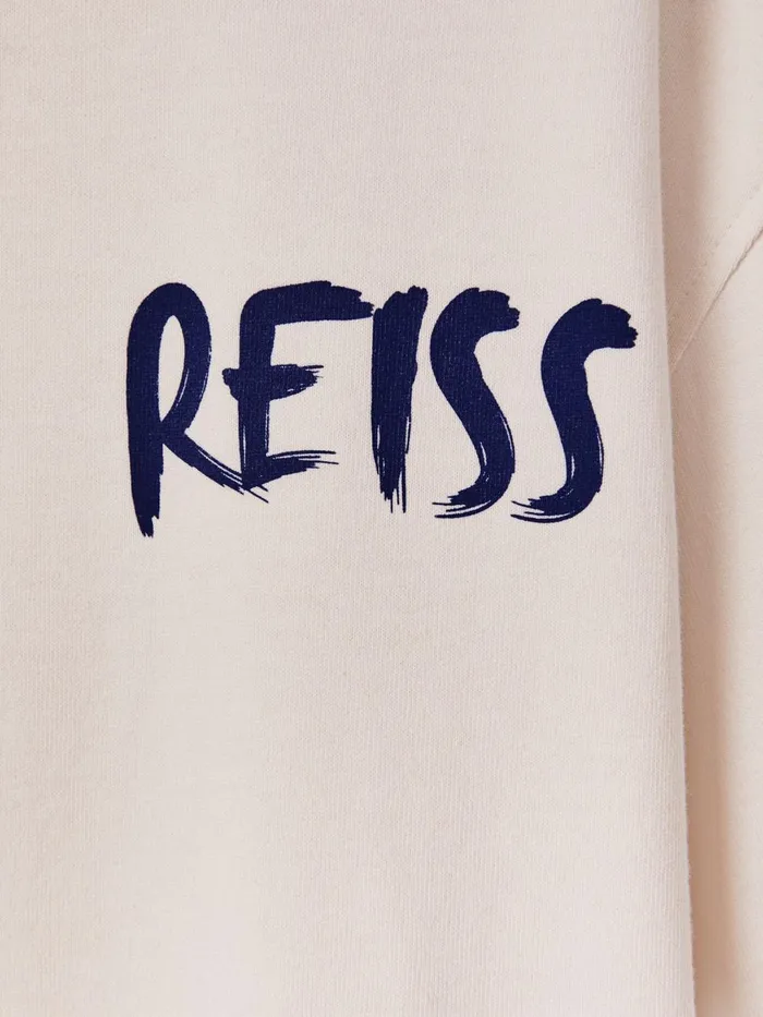 Men Reiss TShirts Abbott Cotton Motif TShirt Ecrublue