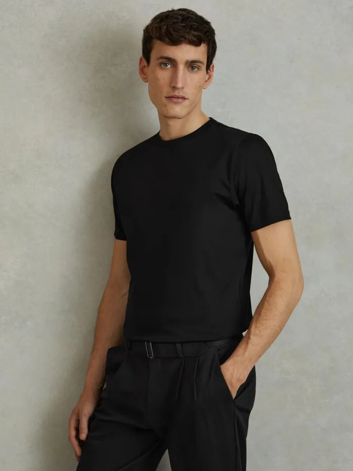 Men Reiss TShirts Capri Cotton Crew Neck TShirt Black