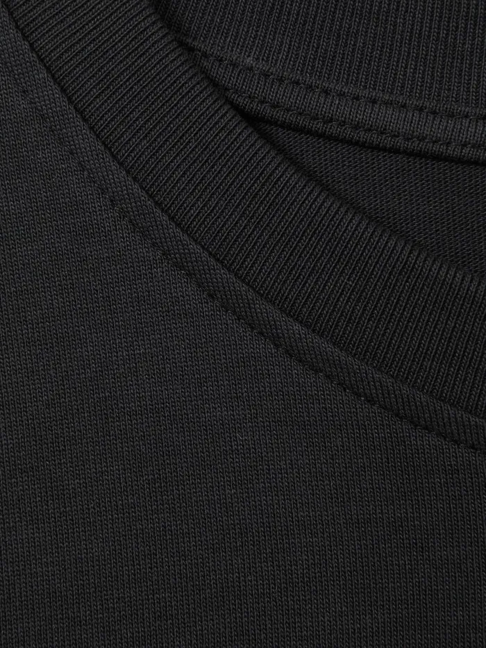 Men Reiss TShirts Cube Cotton Crew Neck Long Sleeve TShirt Washed Black