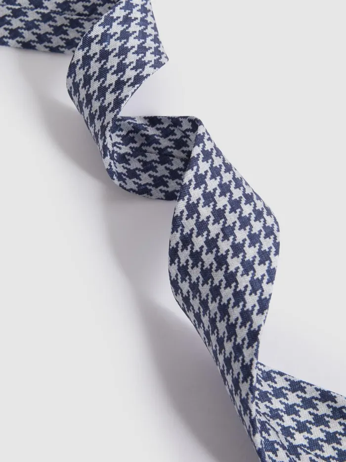 Men Reiss Ties and Pocket Squares Gesu Silk Dogtooth Tie Airforce Blue