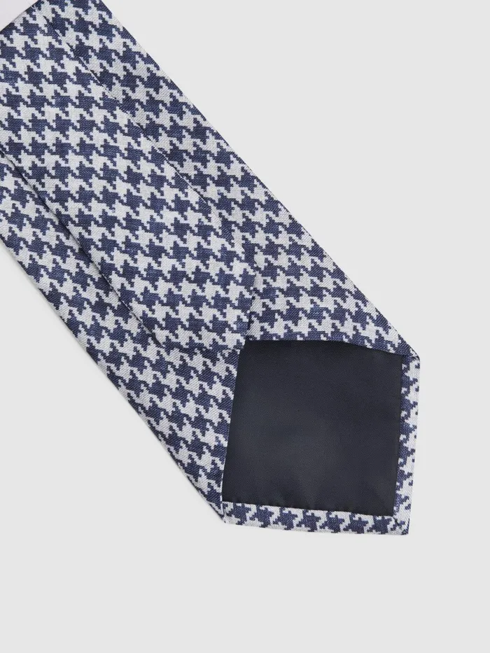 Men Reiss Ties and Pocket Squares Gesu Silk Dogtooth Tie Airforce Blue