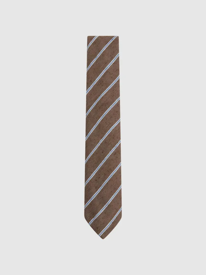 Men Reiss Ties and Pocket Squares Ravenna Silk Blend Textured Tie Chocolate Melange Men Reiss Ties and Pocket Squares Ravenna Silk Blend Textured Tie Chocolate Melange