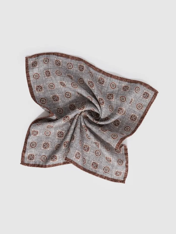Men Reiss Ties and Pocket Squares Tindari Silk Reversible Pocket Square Grey Melange