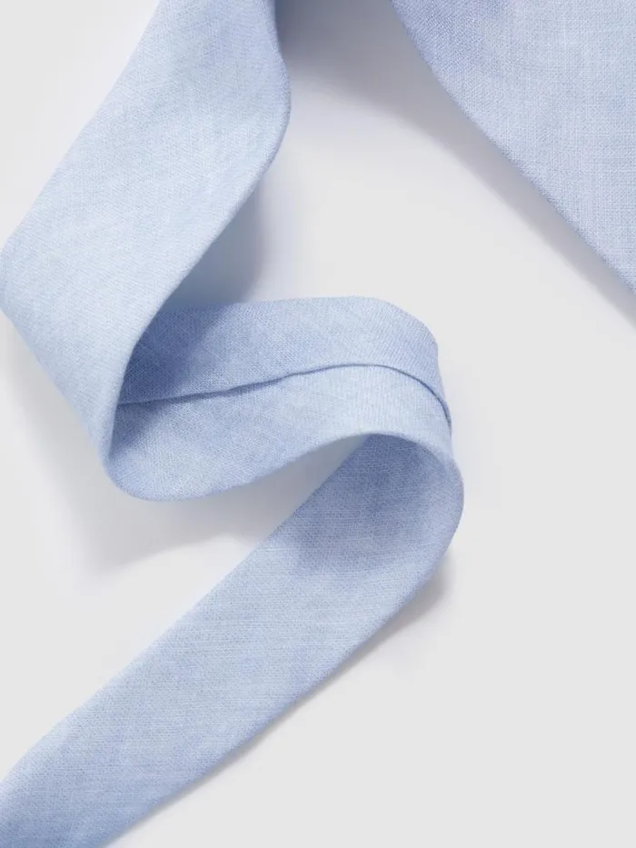 Men Reiss Ties and Pocket Squares Vitali Linen Tie Sky Blue Melange