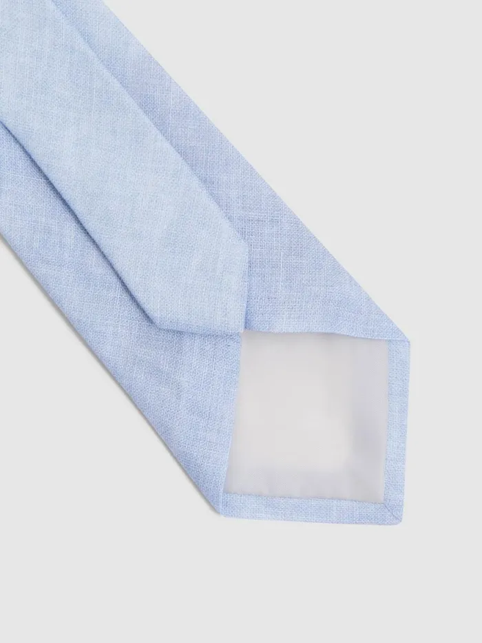 Men Reiss Ties and Pocket Squares Vitali Linen Tie Sky Blue Melange