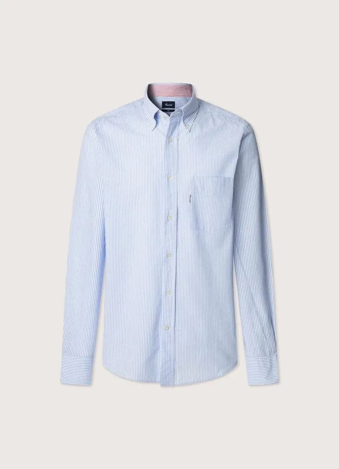 Men Shirts Faonnable Regular Fit Bengal Striped Seersucker Shirt Regal Blue