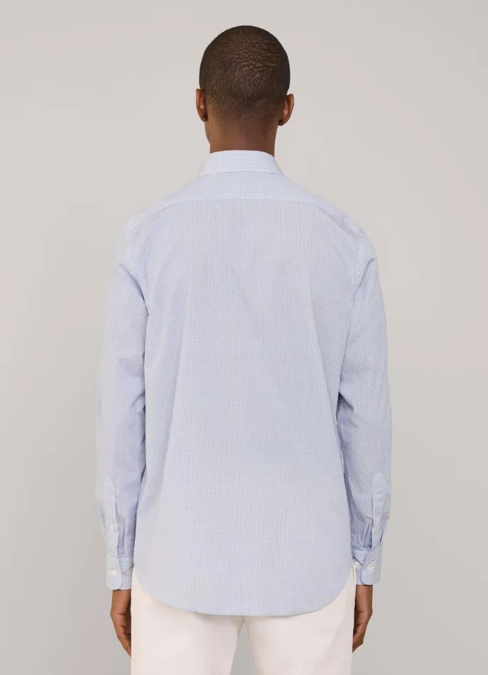 Men Shirts Faonnable Regular Fit Geometric Poplin Shirt Blue