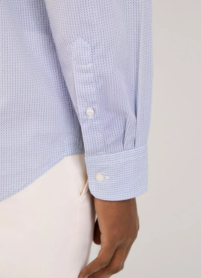 Men Shirts Faonnable Regular Fit Geometric Poplin Shirt Blue