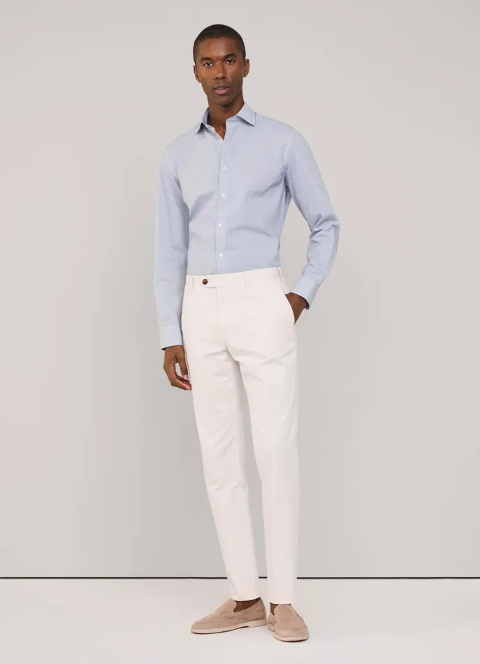 Men Shirts Faonnable Regular Fit Geometric Poplin Shirt Blue