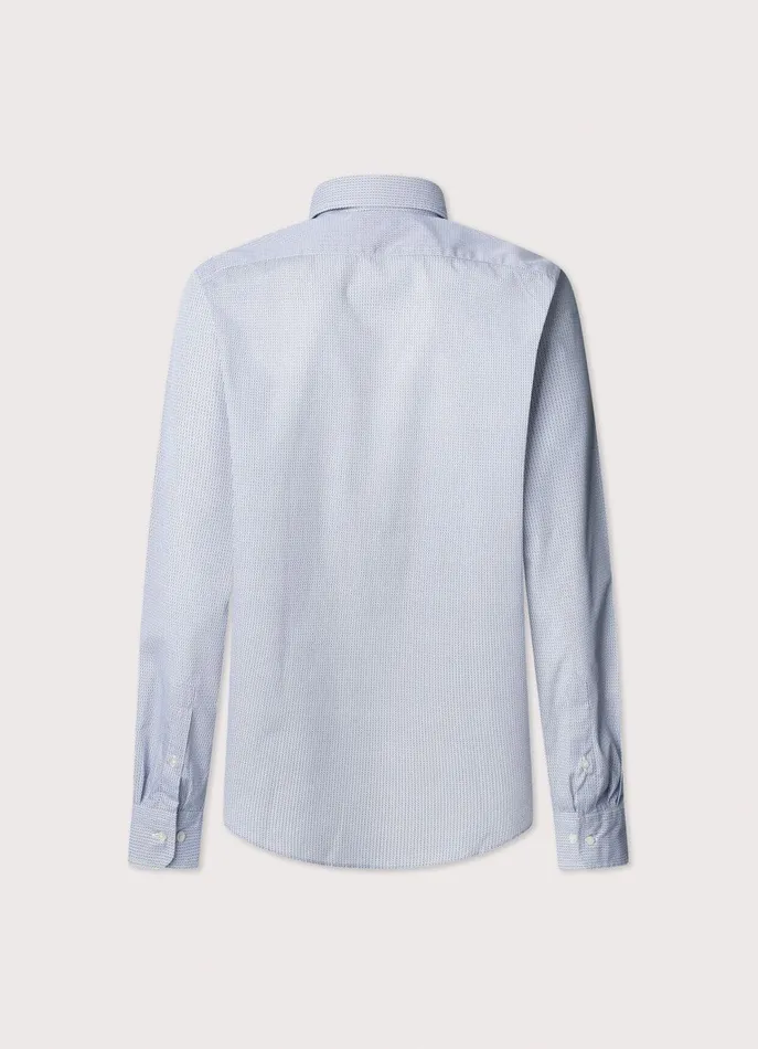 Men Shirts Faonnable Regular Fit Geometric Poplin Shirt Blue