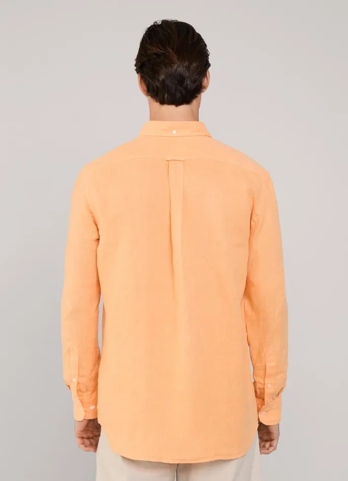 Men Shirts Faonnable Regular Fit Linen Shirt Acid Orange