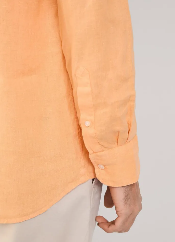 Men Shirts Faonnable Regular Fit Linen Shirt Acid Orange