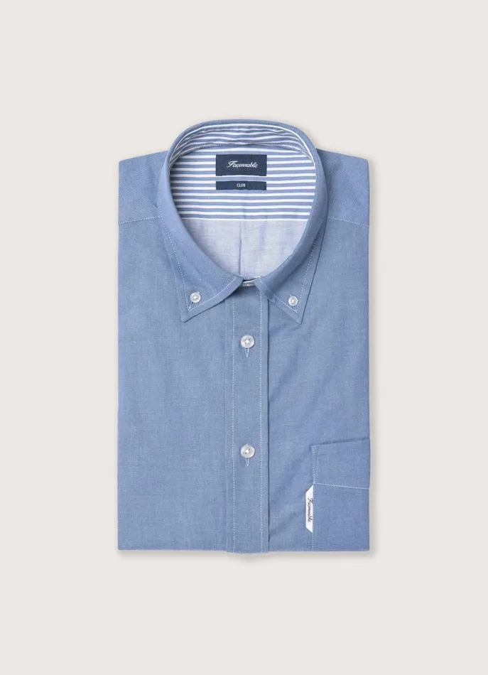 Men Shirts Faonnable Regular Fit Twill Shirt Dark Denim Blue