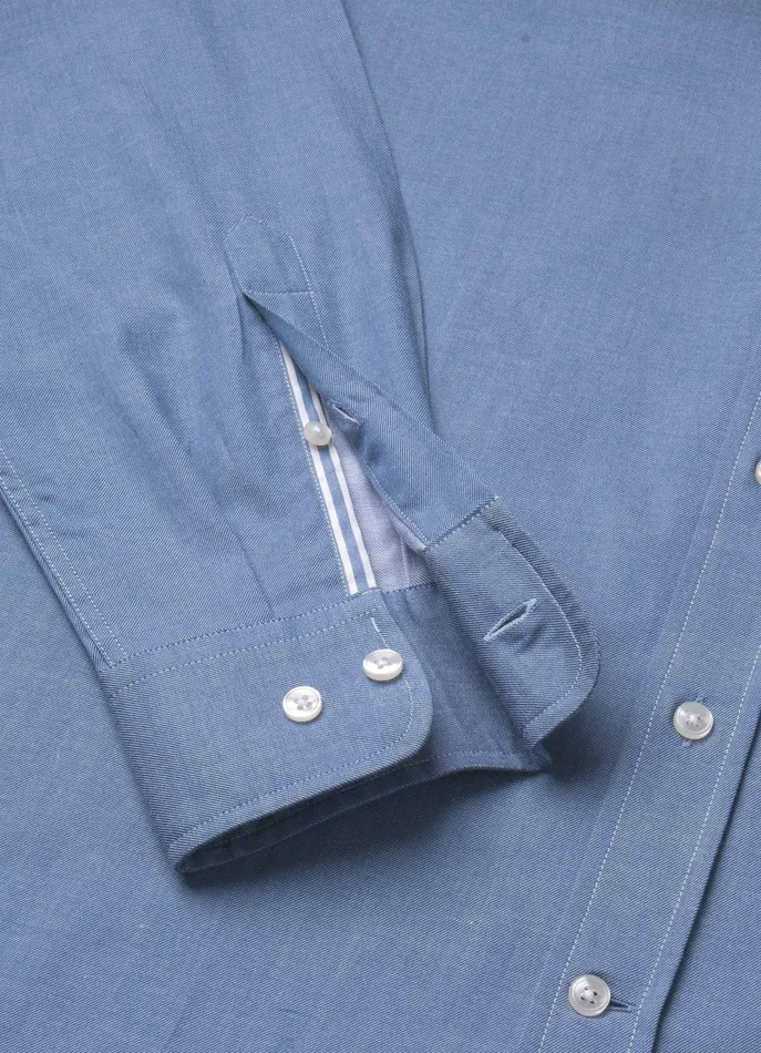 Men Shirts Faonnable Regular Fit Twill Shirt Dark Denim Blue