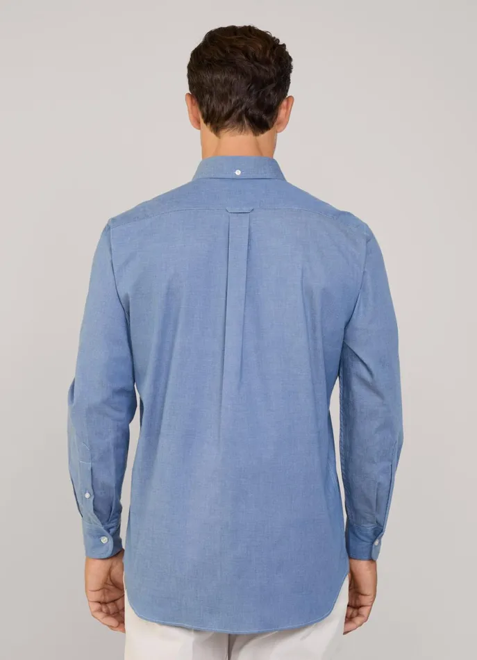 Men Shirts Faonnable Regular Fit Twill Shirt Dark Denim Blue