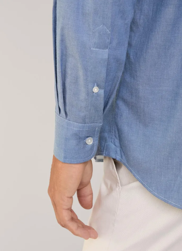 Men Shirts Faonnable Regular Fit Twill Shirt Dark Denim Blue