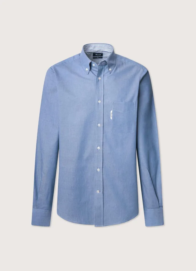 Men Shirts Faonnable Regular Fit Twill Shirt Dark Denim Blue