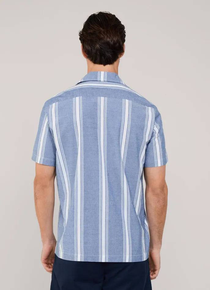 Men Shirts Faonnable Regular Fit Wide Striped Chambray Shirt Dk Stone Wash