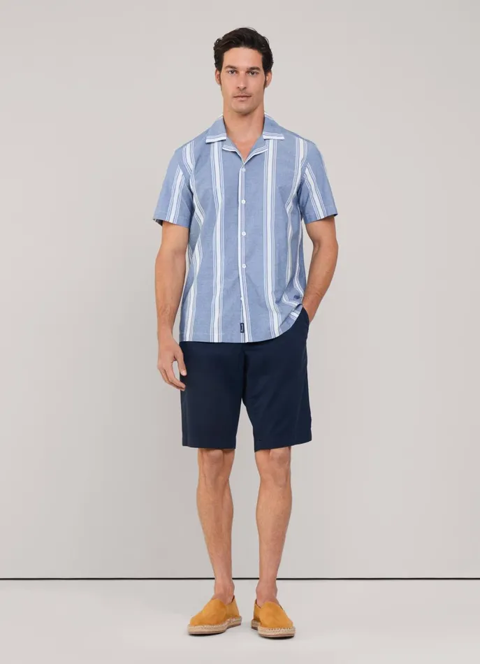Men Shirts Faonnable Regular Fit Wide Striped Chambray Shirt Dk Stone Wash