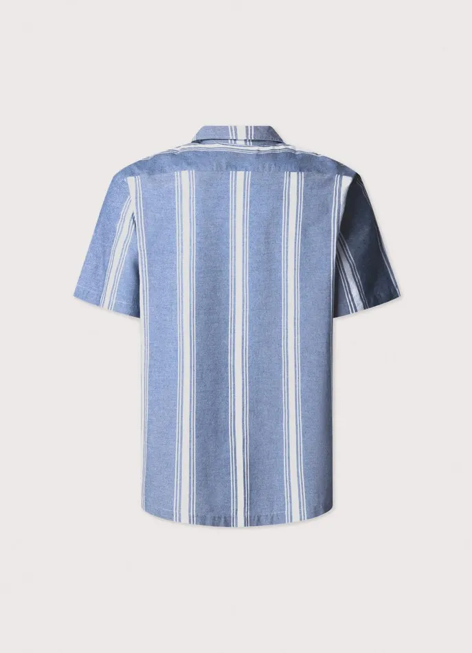 Men Shirts Faonnable Regular Fit Wide Striped Chambray Shirt Dk Stone Wash