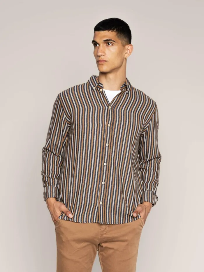 Men Shirts MOS MOSH MMGTheo Stripe Shirt Navy Stripe