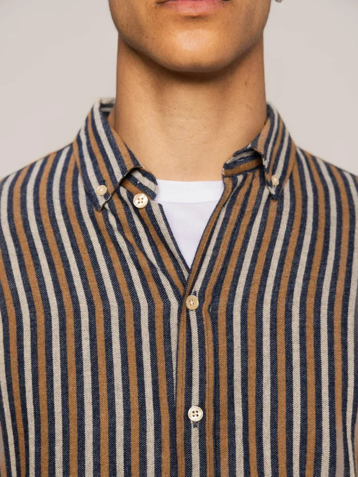 Men Shirts MOS MOSH MMGTheo Stripe Shirt Navy Stripe
